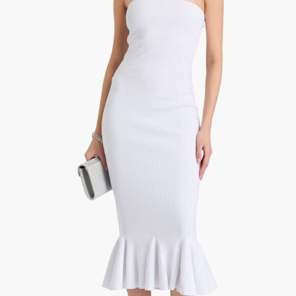 NWT Retrofete Iridescent White Tillee Strapless Knit Midi Dress M NWT - Picture 2 of 5